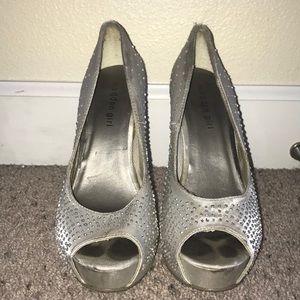 Madden Girl Silver Rhinestone Stiletto Heels